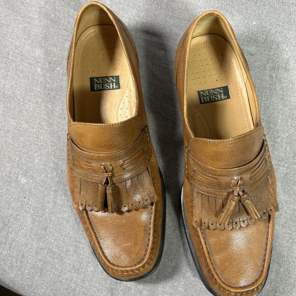 Nunn Bush Tan Leather Tassel Dress Loafer Slip On Men's 12 M 83304 Made In India - Picture 2 of 8
